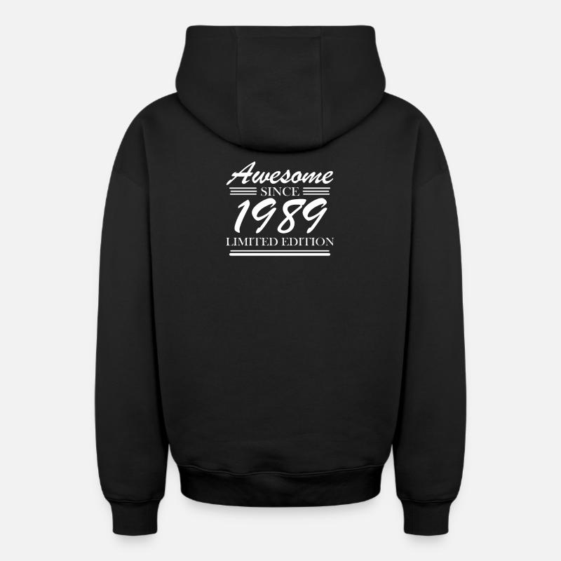 1989 - Né en 1989 - Sweat à capuche unisexe zippé oversize épais SPREAD - noir