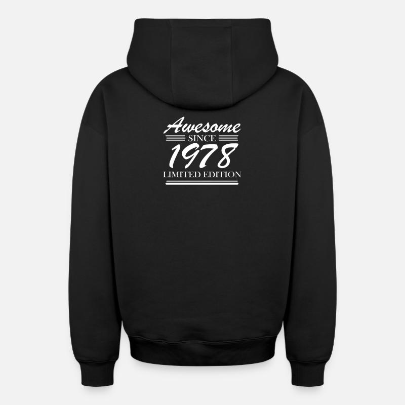 1978 - Né en 1978 - Sweat à capuche unisexe zippé oversize épais SPREAD - noir