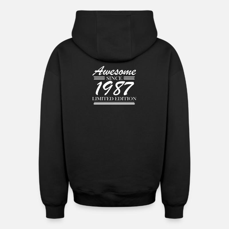 1987 - Né en 1987 - Sweat à capuche unisexe zippé oversize épais SPREAD - noir