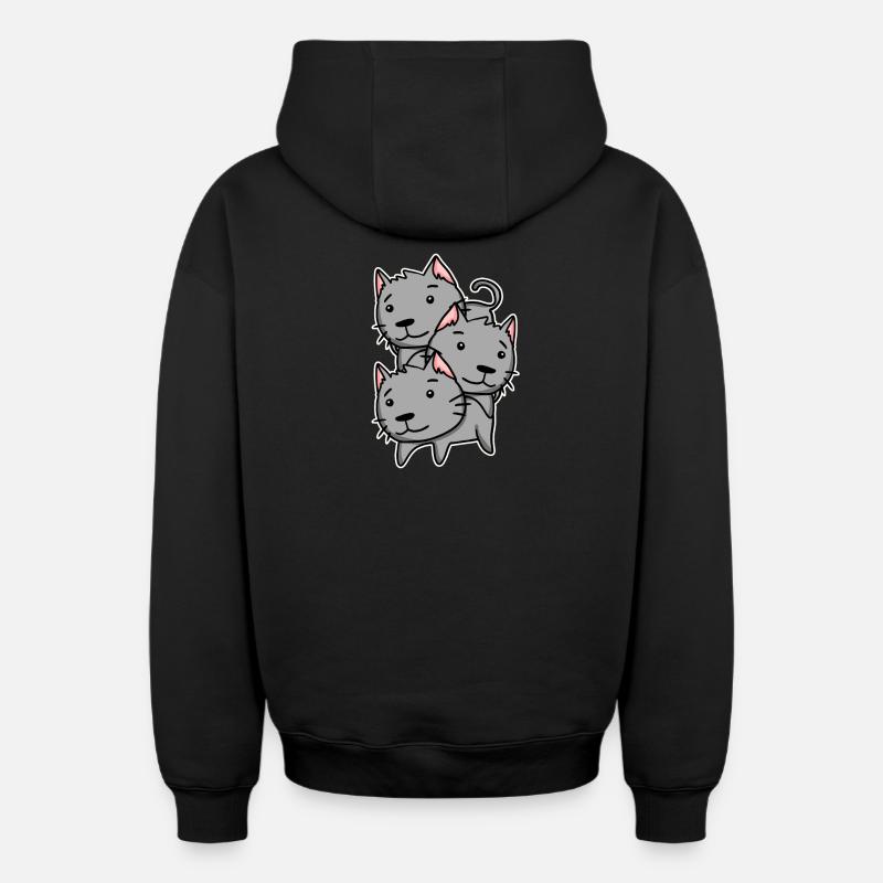 Chats mignons - Sweat à capuche unisexe zippé oversize épais SPREAD - noir