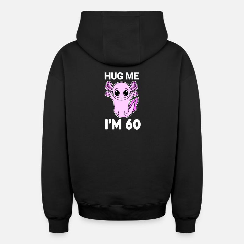 60 ans - 60 ans - câlin - Sweat à capuche unisexe zippé oversize épais SPREAD - noir