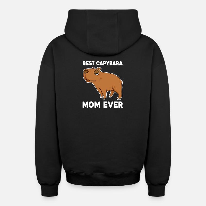 Capybara Mama Wasserschwein - Sweat à capuche unisexe zippé oversize épais SPREAD - noir