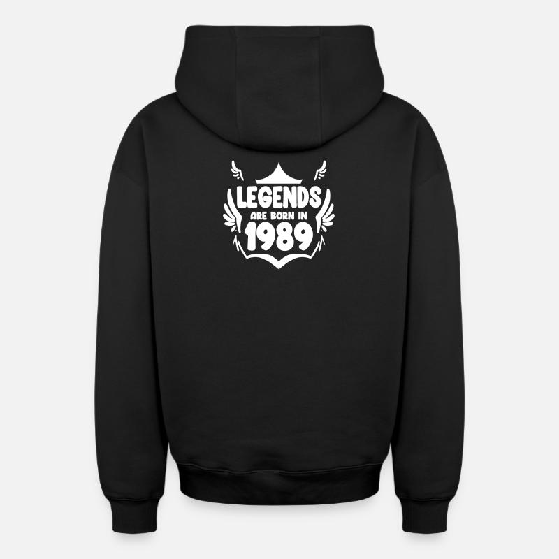 1989 - Né en 1989 - Sweat à capuche unisexe zippé oversize épais SPREAD - noir