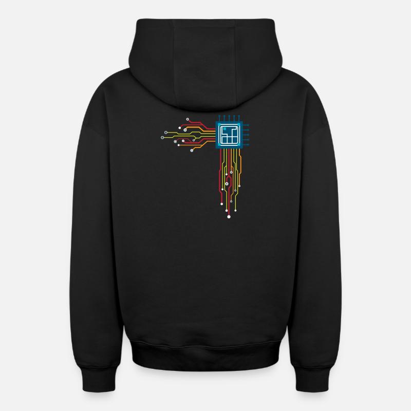 Computer chip - Creative illustration - Oversized Heavyweight Unisex Zip Hoodie - black