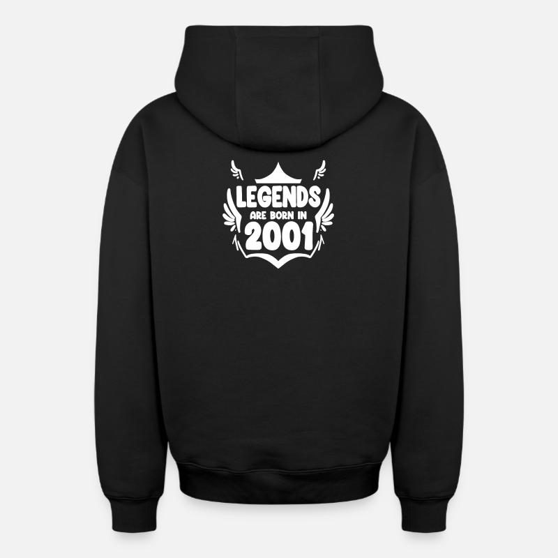 2001 - Né en 2001 - Sweat à capuche unisexe zippé oversize épais SPREAD - noir