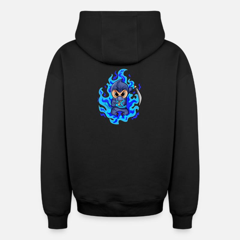 Ninja - Oversized Heavyweight Unisex Zip Hoodie - Schwarz