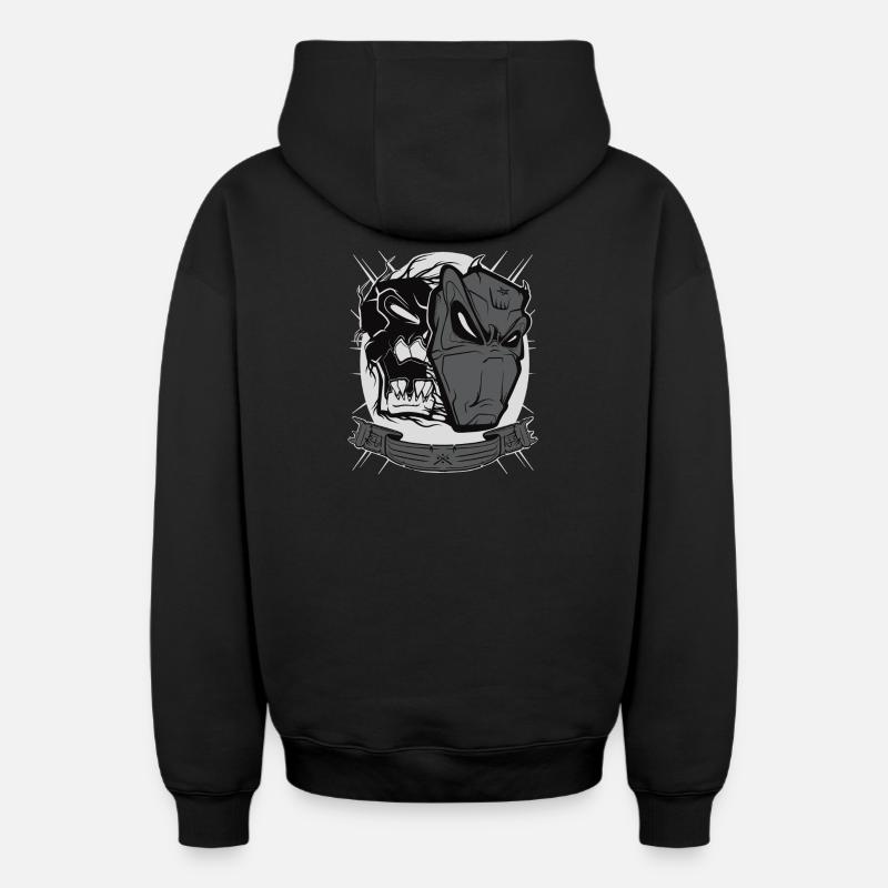 Masque du diable - Sweat à capuche unisexe zippé oversize épais SPREAD - noir