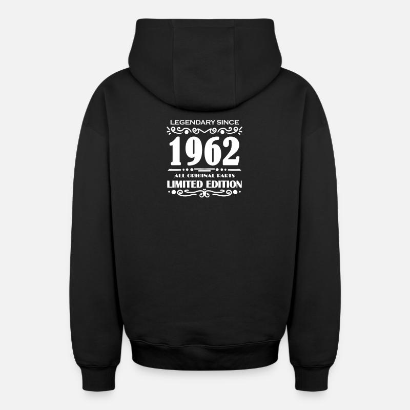 1962 - Né en 1962 - Sweat à capuche unisexe zippé oversize épais SPREAD - noir