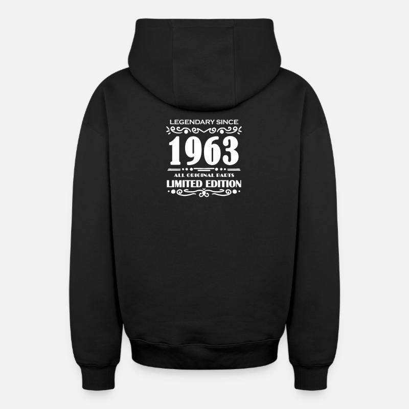 1963 - Né en 1963 - Sweat à capuche unisexe zippé oversize épais SPREAD - noir
