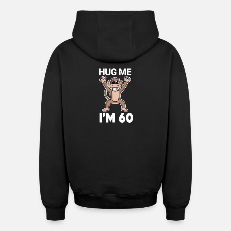 60 ans - 60 ans - câlin - Sweat à capuche unisexe zippé oversize épais SPREAD - noir