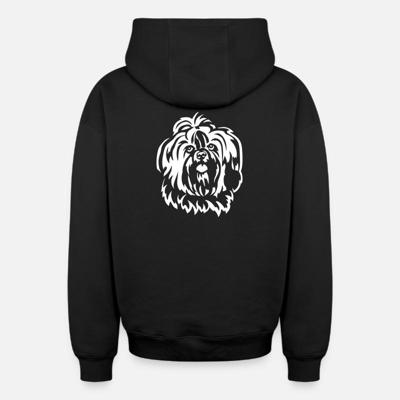 Shih-tzu Head « Black Edition » - Sweat à capuche unisexe zippé oversize épais SPREAD - noir