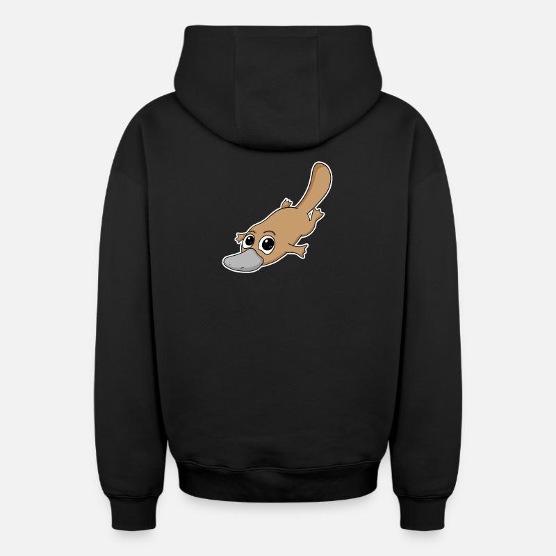 Ornithorynque - Sweat à capuche unisexe zippé oversize épais SPREAD - noir