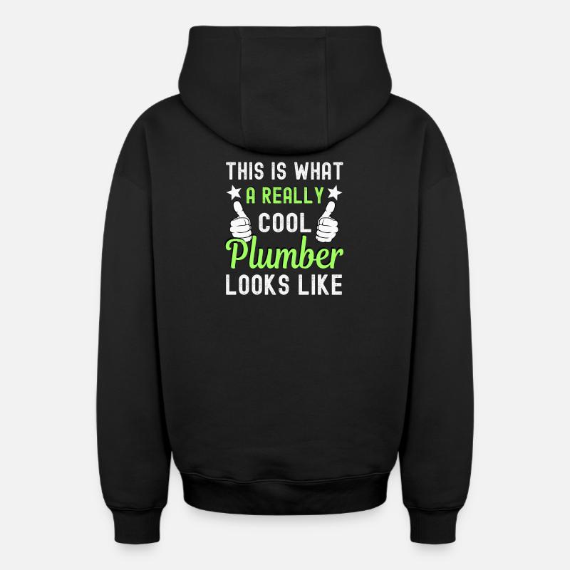 Plombier - Sweat à capuche unisexe zippé oversize épais SPREAD - noir