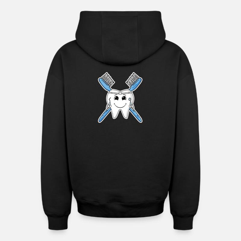Dents dentaires - Sweat à capuche unisexe zippé oversize épais SPREAD - noir