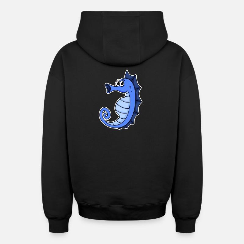 Bleu hippocampe - Sweat à capuche unisexe zippé oversize épais SPREAD - noir