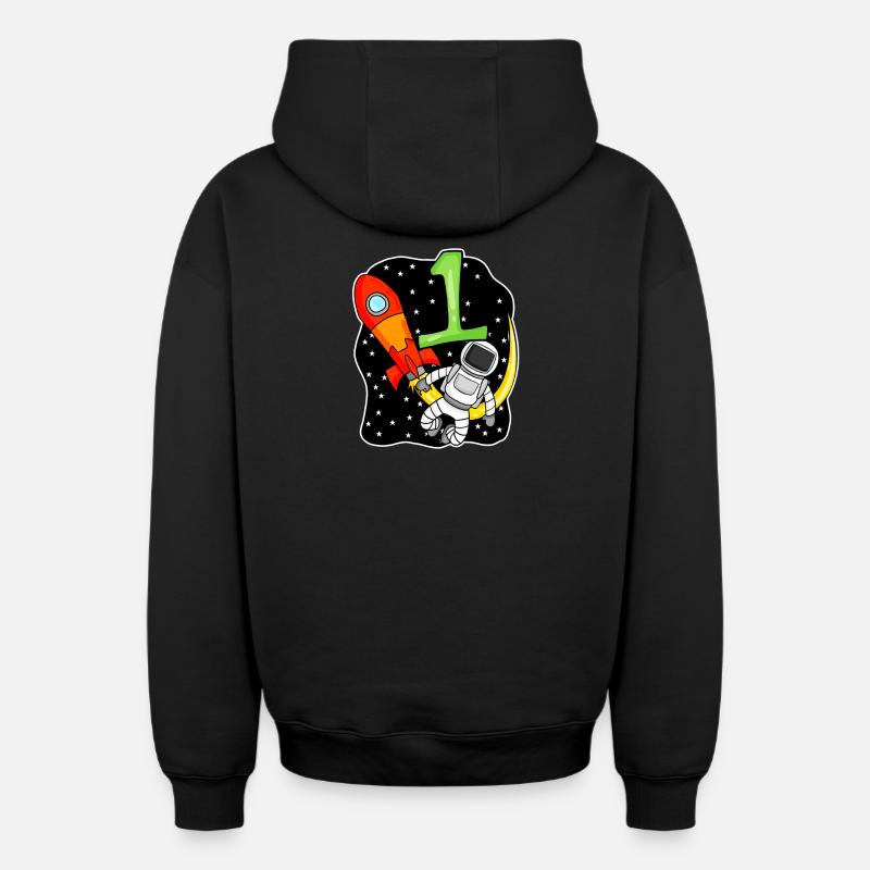 1 an Jeune astronaute - Sweat à capuche unisexe zippé oversize épais SPREAD - noir