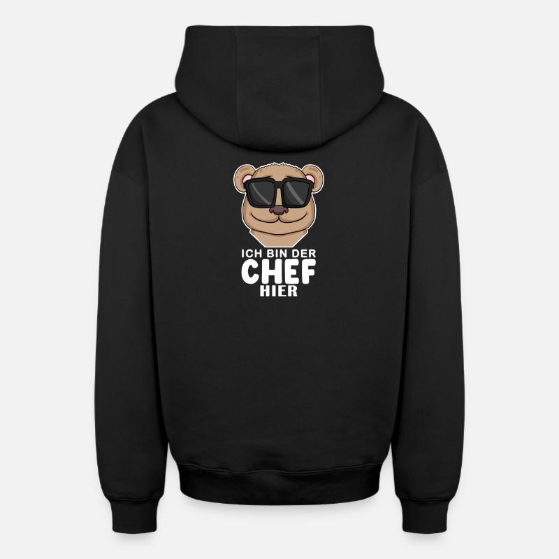 Cool Bär Chef Spruch - Oversized Heavyweight Unisex Zip Hoodie - Schwarz