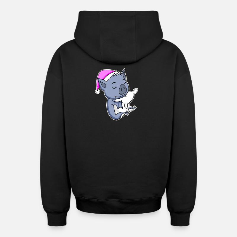 Chauve-souris - Sweat à capuche unisexe zippé oversize épais SPREAD - noir