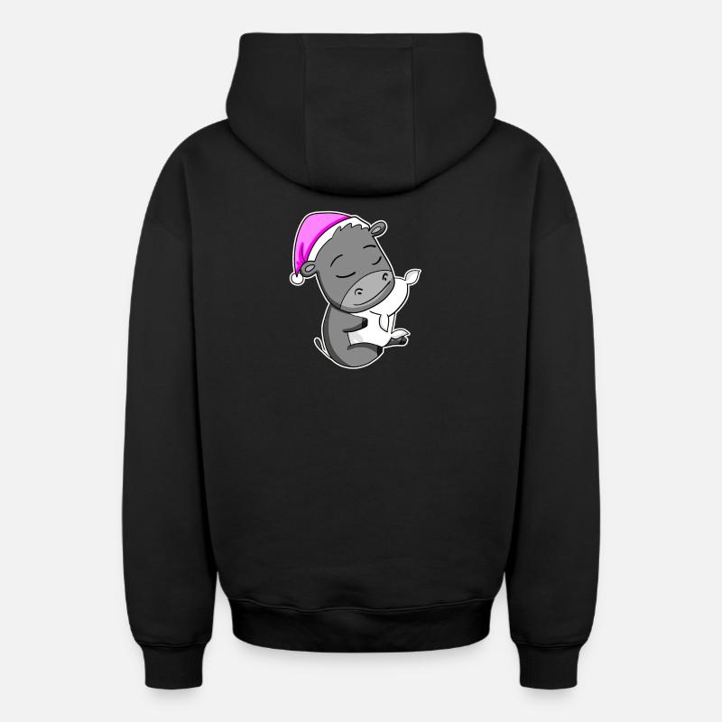 Âne - Sweat à capuche unisexe zippé oversize épais SPREAD - noir