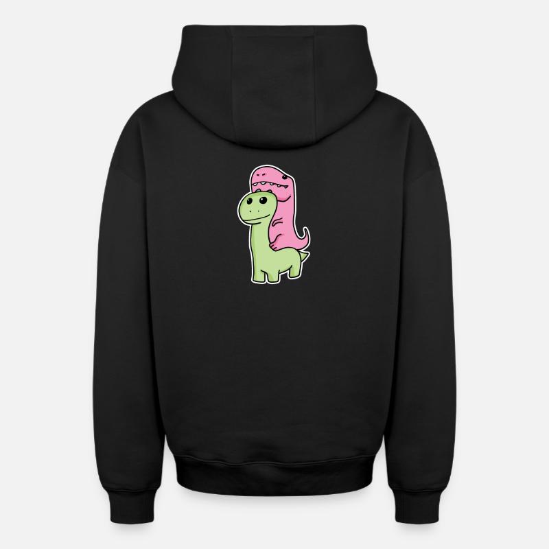 Deux dinosaures - Sweat à capuche unisexe zippé oversize épais SPREAD - noir