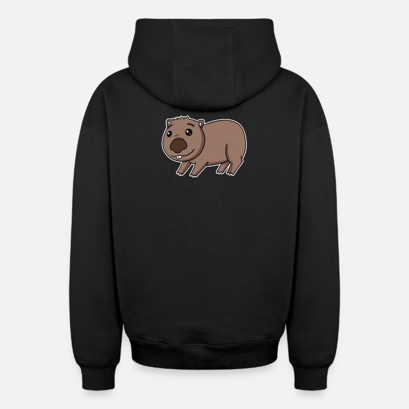 Motif wombat marsupial - Sweat à capuche unisexe zippé oversize épais SPREAD - noir
