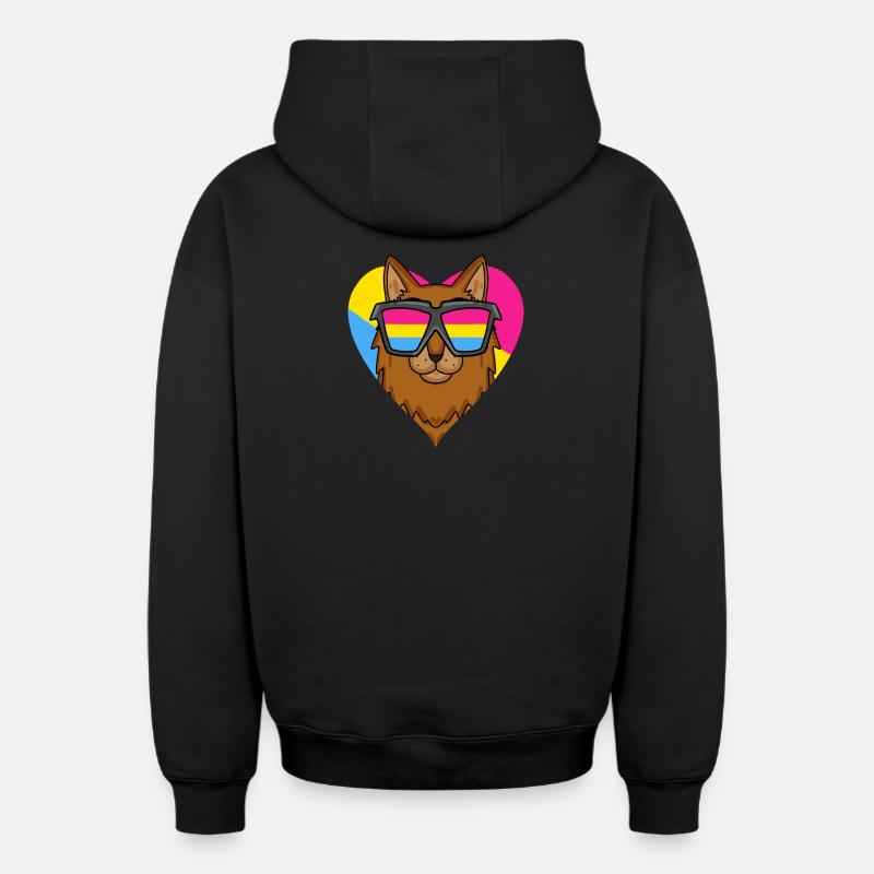 Pansexual Cat Somali Heart Gift - Sweat à capuche unisexe zippé oversize épais SPREAD - noir