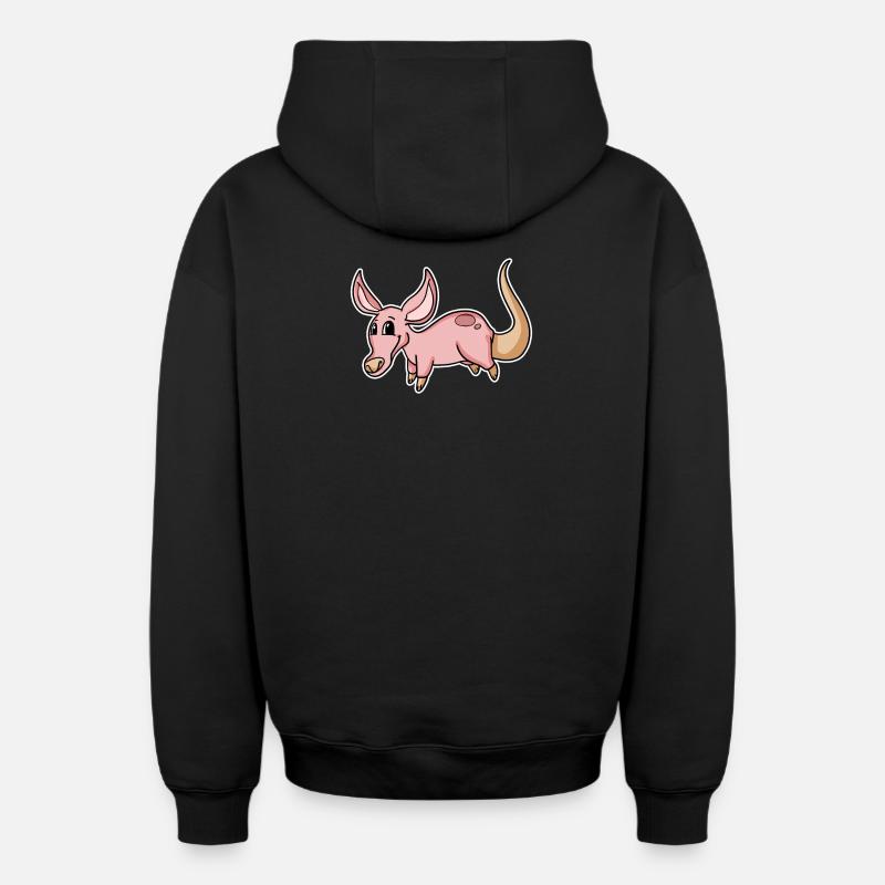 Oryctérope - Sweat à capuche unisexe zippé oversize épais SPREAD - noir