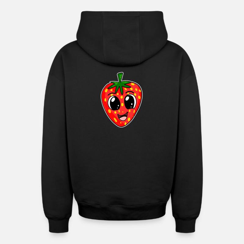 Fraises Fraises - Sweat à capuche unisexe zippé oversize épais SPREAD - noir