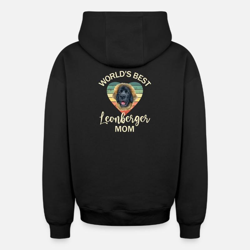 Chien Leonberger - Sweat à capuche unisexe zippé oversize épais SPREAD - noir