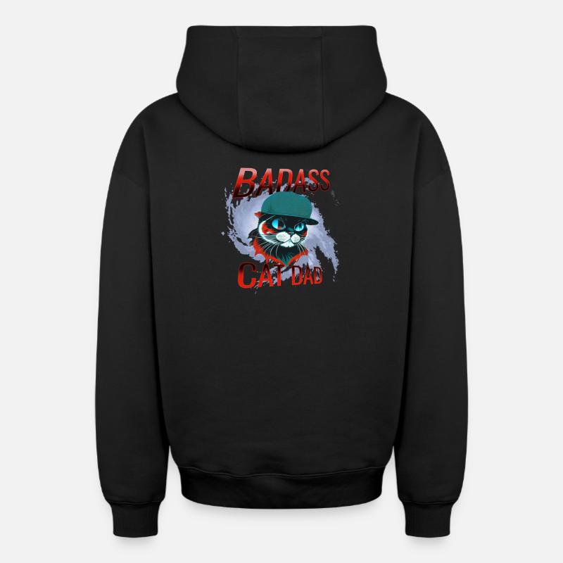 Chat, propriétaire de chat, père chat - Sweat à capuche unisexe zippé oversize épais SPREAD - noir