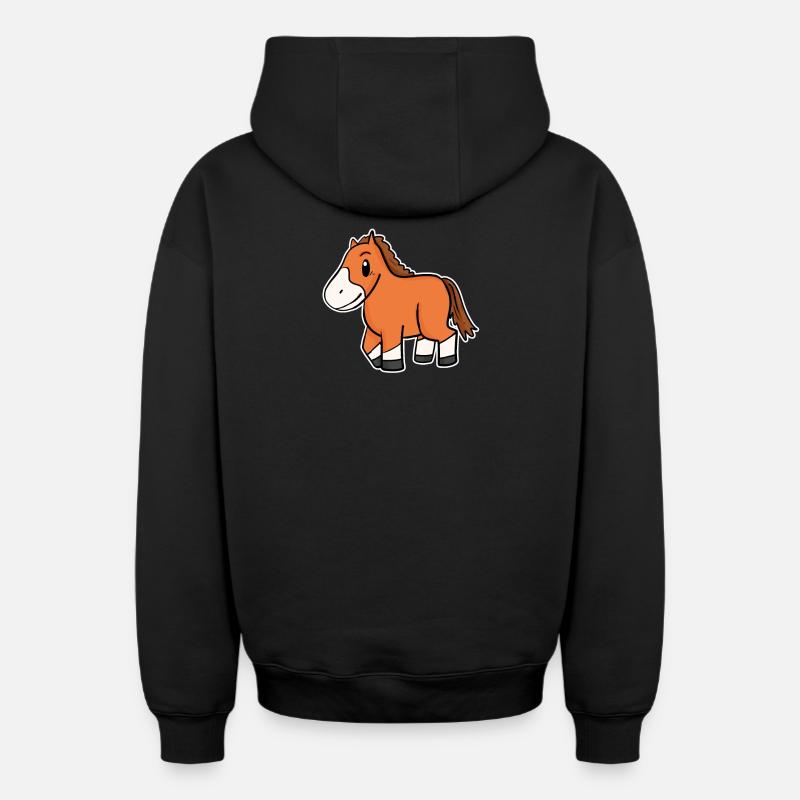 Motif de cheval - Sweat à capuche unisexe zippé oversize épais SPREAD - noir