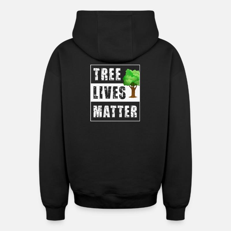Tree Trees - Oversized Heavyweight Unisex Zip Hoodie - black