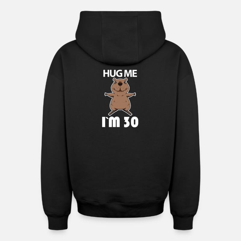 30 ans - 30 ans - câlin - Sweat à capuche unisexe zippé oversize épais SPREAD - noir