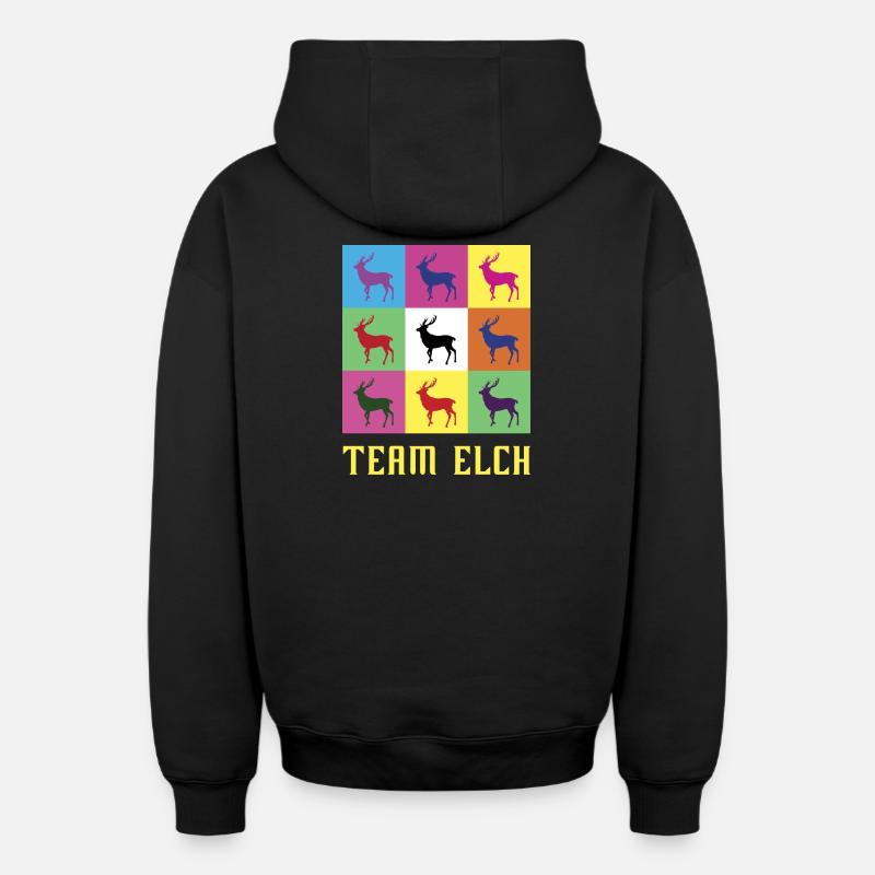 Équipe Elk - Sweat à capuche unisexe zippé oversize épais SPREAD - noir