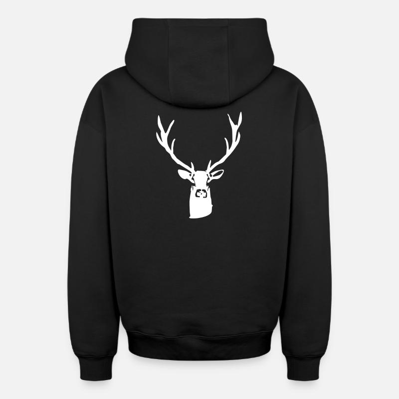cerf noble - Sweat à capuche unisexe zippé oversize épais SPREAD - noir