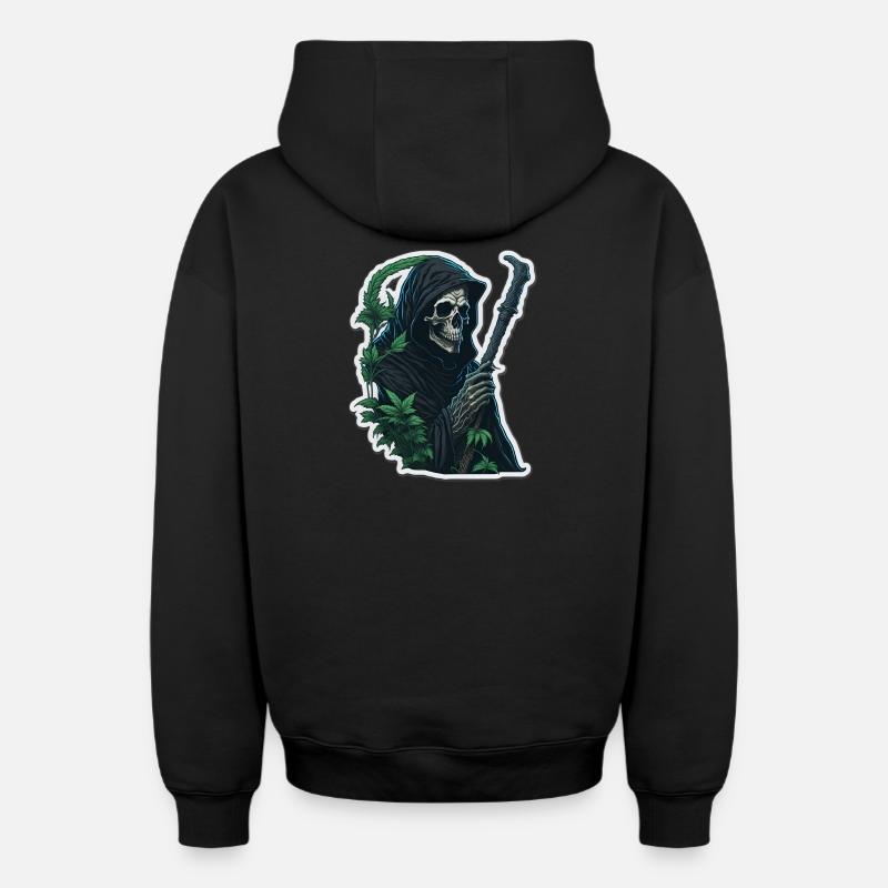 Faucheuse avec de l’herbe - Sweat à capuche unisexe zippé oversize épais SPREAD - noir