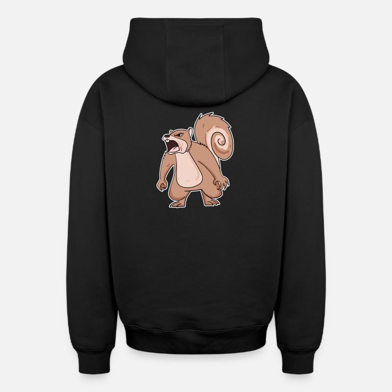 écureuil en colère - Sweat à capuche unisexe zippé oversize épais SPREAD - noir