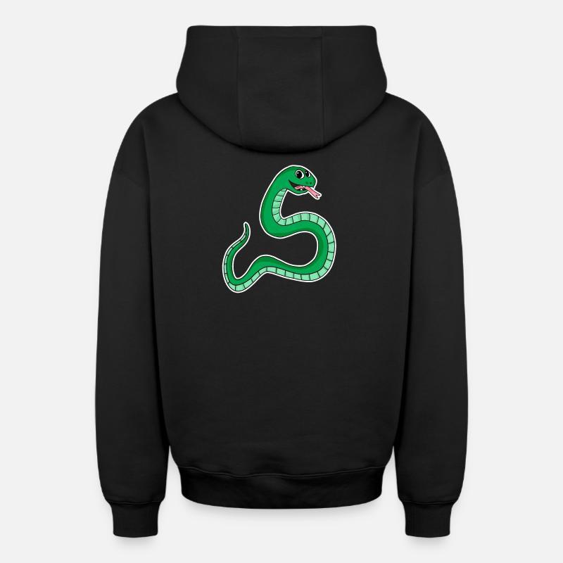 Serpent - Serpent vert - Sweat à capuche unisexe zippé oversize épais SPREAD - noir