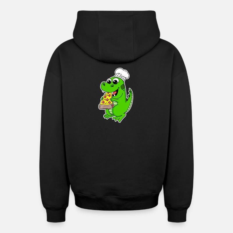 Pizza Dino gourmande - Sweat à capuche unisexe zippé oversize épais SPREAD - noir