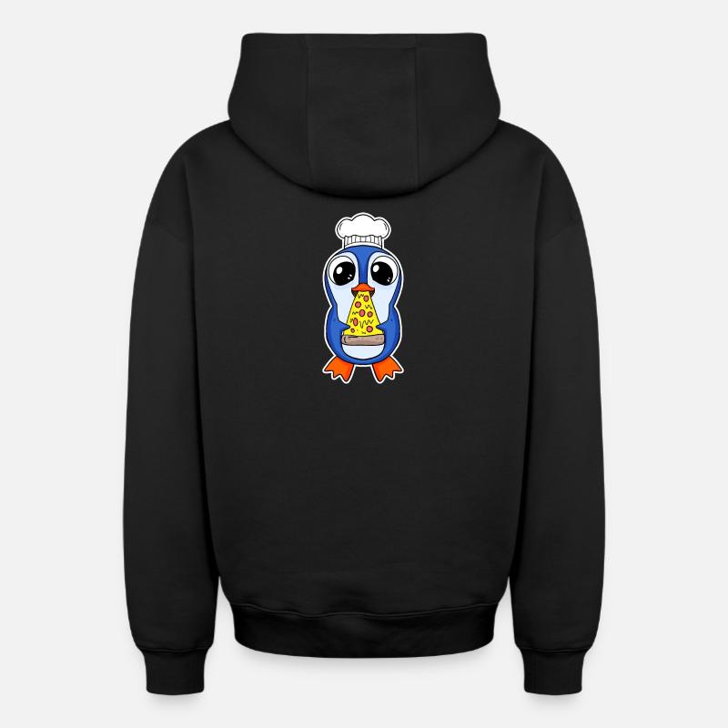 Pizza pingouin gourmet - Sweat à capuche unisexe zippé oversize épais SPREAD - noir
