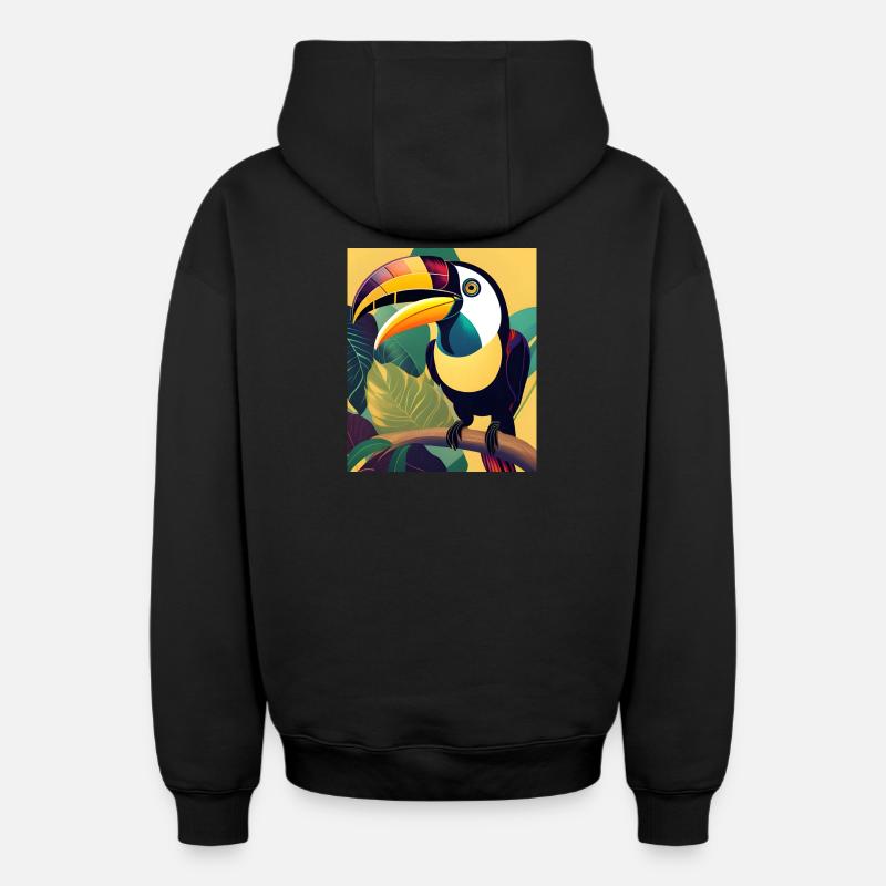 Toucan - Sweat à capuche unisexe zippé oversize épais SPREAD - noir