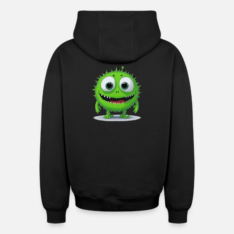 Petit monstre vert - Sweat à capuche unisexe zippé oversize épais SPREAD - noir