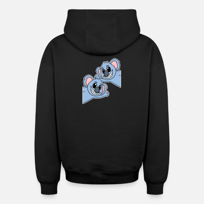 Koala Koalas - Sweat à capuche unisexe zippé oversize épais SPREAD - noir