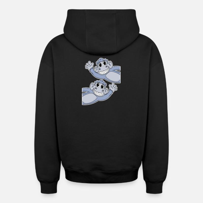 Singe Singe - Sweat à capuche unisexe zippé oversize épais SPREAD - noir