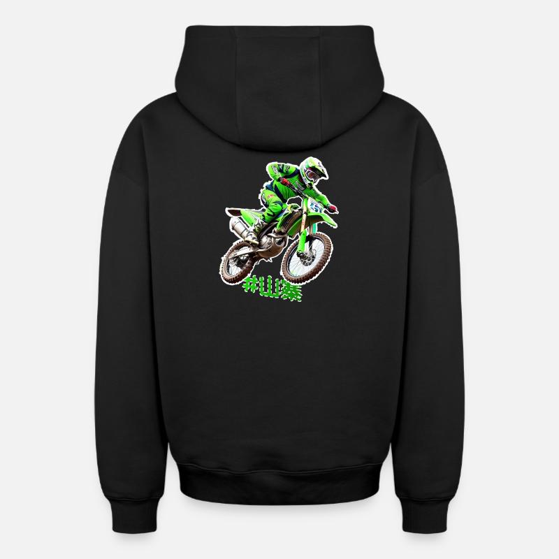 Cascadeur de motocross - Sweat à capuche unisexe zippé oversize épais SPREAD - noir