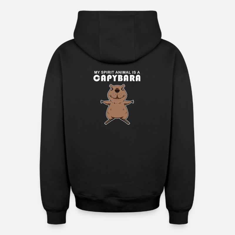 Capybara Capybara Cadeau - Sweat à capuche unisexe zippé oversize épais SPREAD - noir