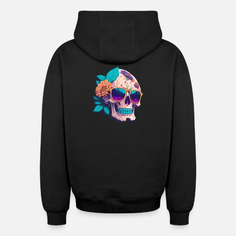Crâne - Sweat à capuche unisexe zippé oversize épais SPREAD - noir