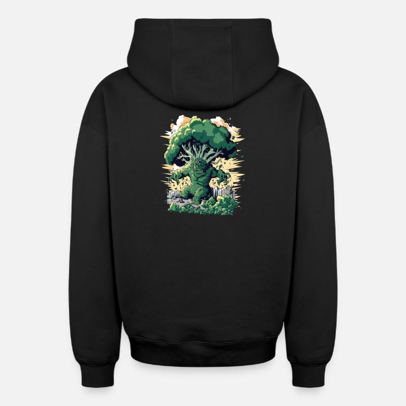 Brocoli géant Monster Brocoli - Sweat à capuche unisexe zippé oversize épais SPREAD - noir