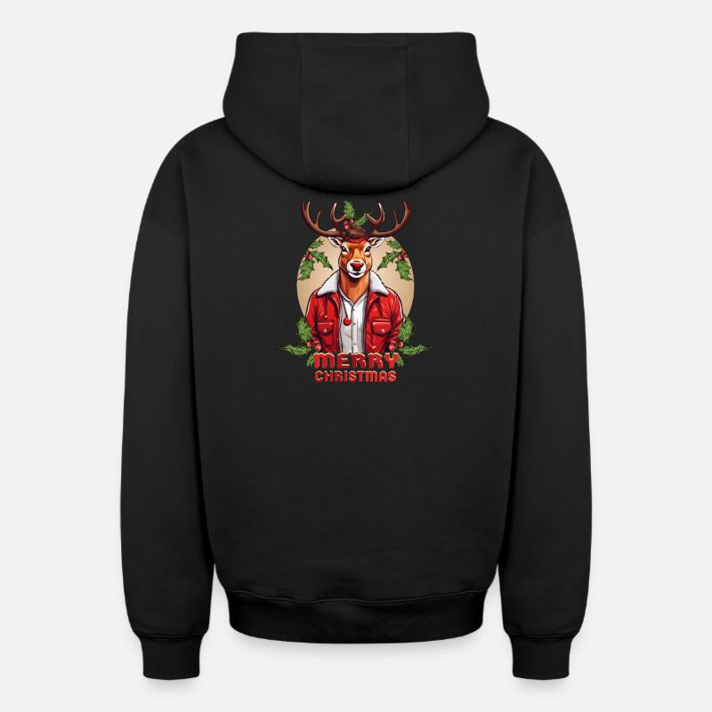 Cool Rudolph - Sweat à capuche unisexe zippé oversize épais SPREAD - noir
