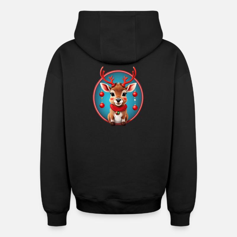 Bébés rennes - Sweat à capuche unisexe zippé oversize épais SPREAD - noir